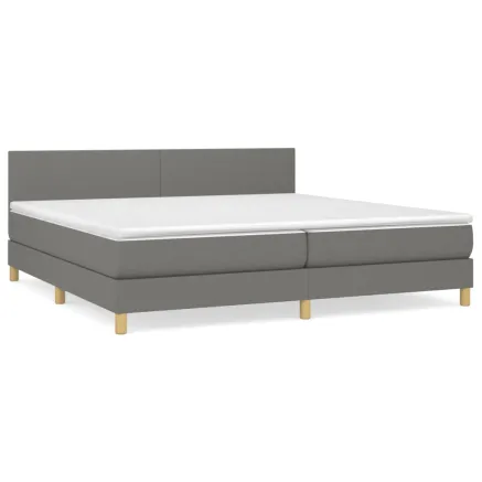 Sommier à lattes de lit avec matelas Gris foncé 200x200cm Tissu 2