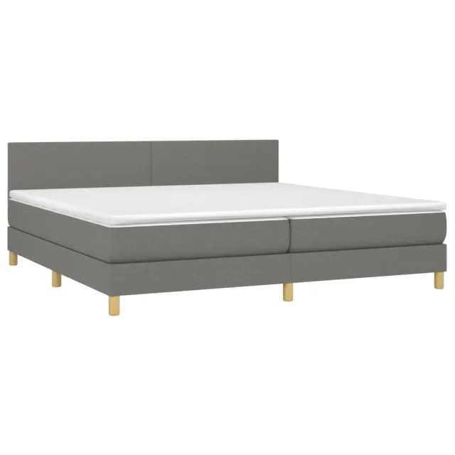 Sommier à lattes de lit avec matelas Gris foncé 200x200cm Tissu