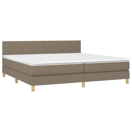 Sommier à lattes de lit avec matelas Taupe 200x200 cm Tissu