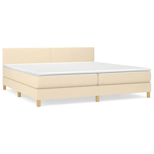 Sommier à lattes de lit avec matelas Crème 200x200 cm Tissu