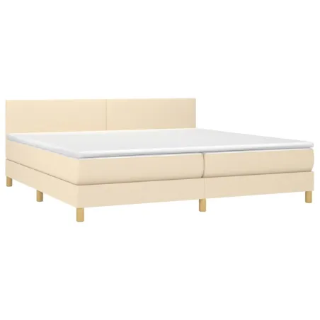 Sommier à lattes de lit avec matelas Crème 200x200 cm Tissu