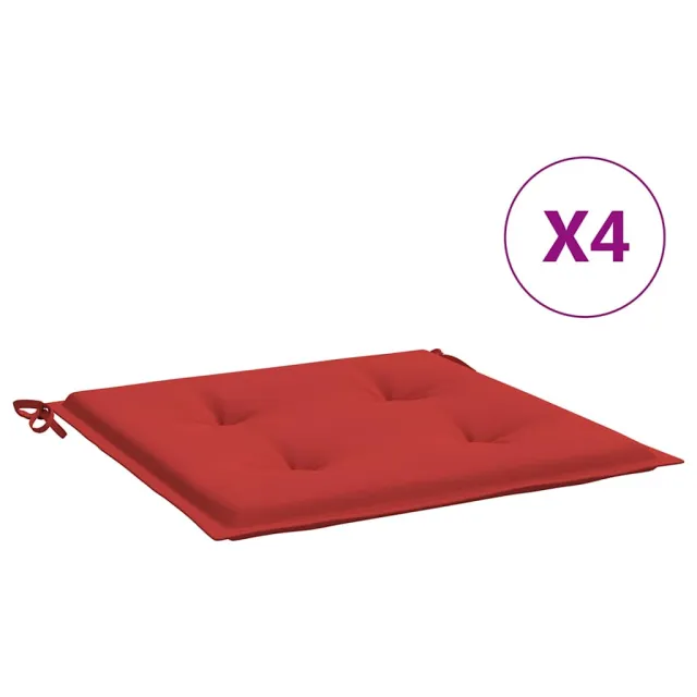 Coussins de chaise jardin lot de 4 rouge 50x50x4cm tissu oxford