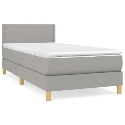 Sommier à lattes de lit avec matelas Gris clair 90x200 cm Tissu 2