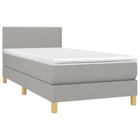 Sommier à lattes de lit avec matelas Gris clair 90x200 cm Tissu