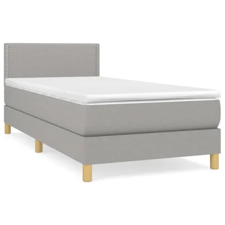 Sommier à lattes de lit avec matelas Gris clair 100x200cm Tissu
