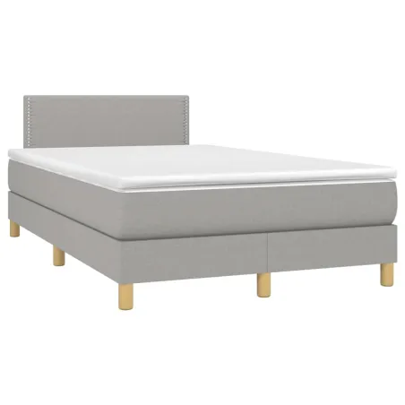Sommier à lattes de lit avec matelas Gris clair 120x200cm Tissu