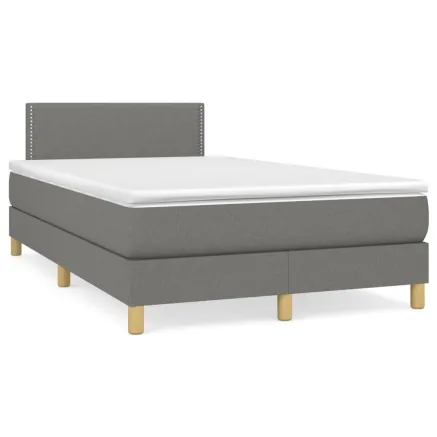 Sommier à lattes de lit avec matelas Gris foncé 120x200cm Tissu 2