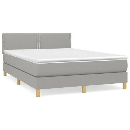 Sommier à lattes de lit avec matelas Gris clair 140x190cm Tissu