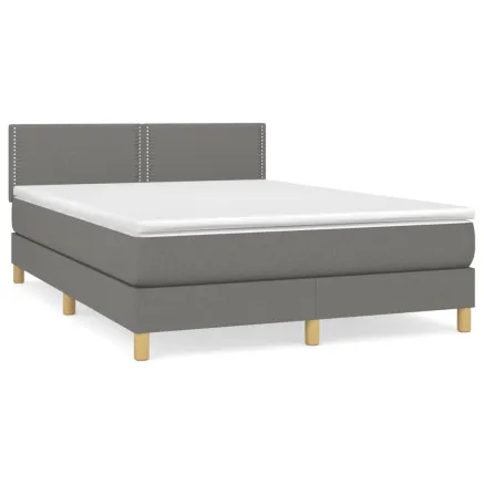 Sommier à lattes de lit avec matelas Gris foncé 140x190cm Tissu 2
