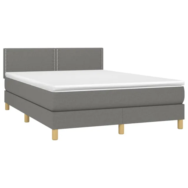 Sommier à lattes de lit avec matelas Gris foncé 140x190cm Tissu