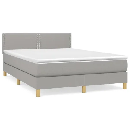 Sommier à lattes de lit avec matelas Gris clair 140x200cm Tissu