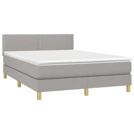Sommier à lattes de lit avec matelas Gris clair 140x200cm Tissu