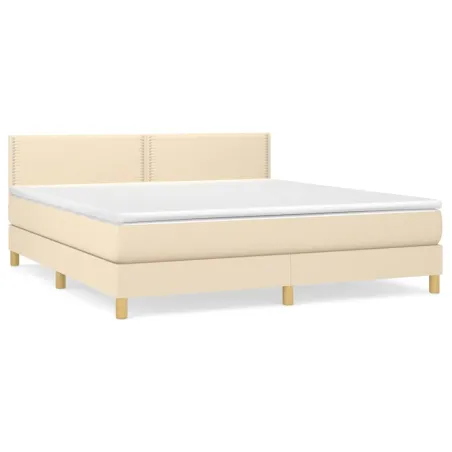 Sommier à lattes de lit avec matelas Crème 180x200 cm Tissu