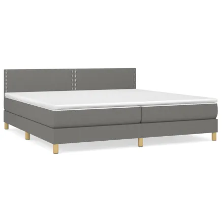 Sommier à lattes de lit avec matelas Gris foncé 200x200cm Tissu 2