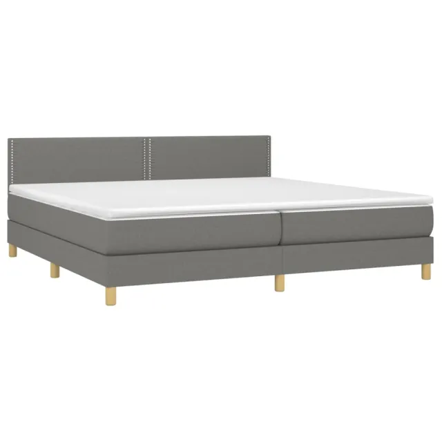 Sommier à lattes de lit avec matelas Gris foncé 200x200cm Tissu