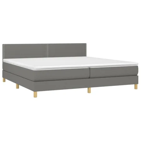 Sommier à lattes de lit avec matelas Gris foncé 200x200cm Tissu
