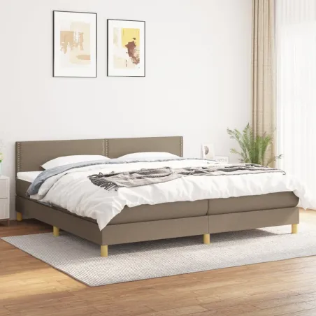 Sommier à lattes de lit avec matelas Taupe 200x200 cm Tissu