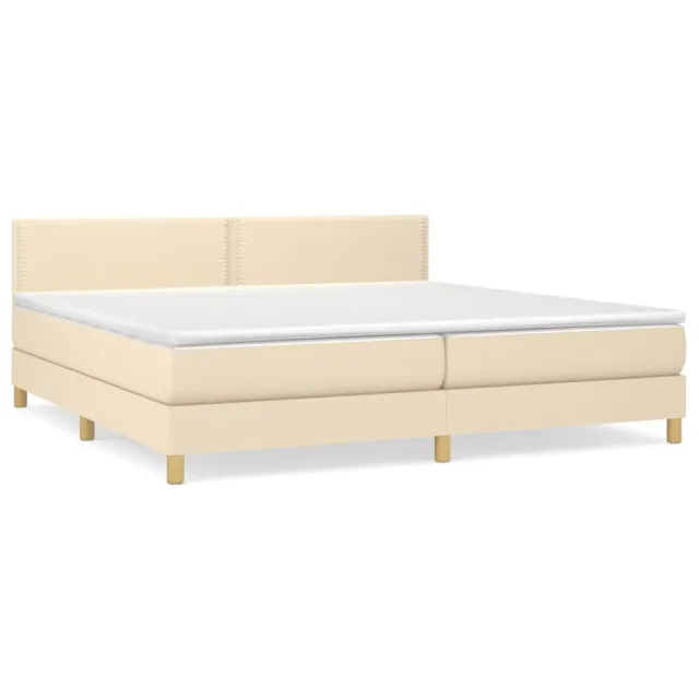 Sommier à lattes de lit avec matelas Crème 200x200 cm Tissu