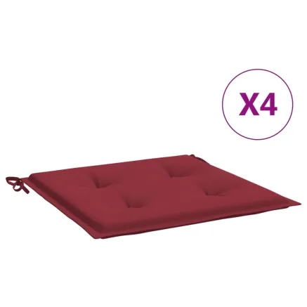 Coussins de chaise de jardin lot de 4 rouge bordeaux 50x50x4 cm 2