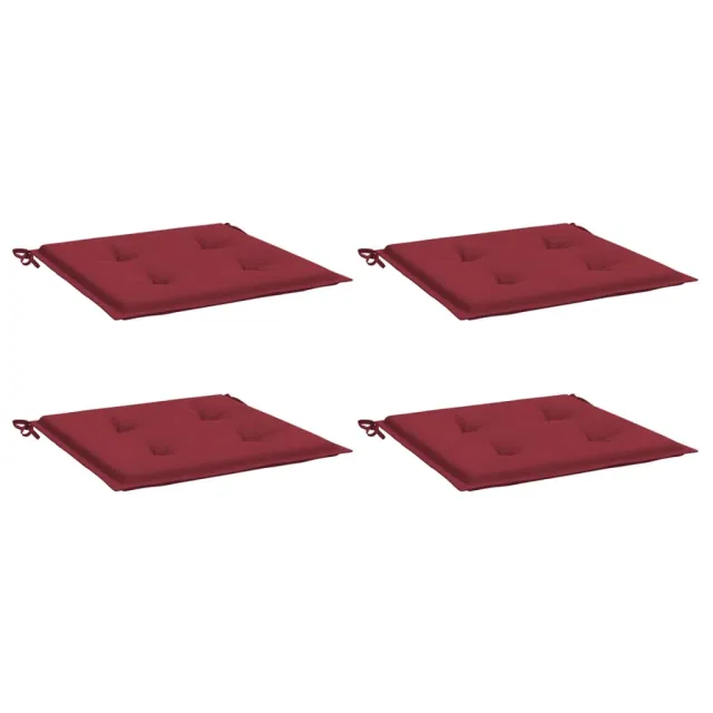Coussins de chaise de jardin lot de 4 rouge bordeaux 50x50x4 cm