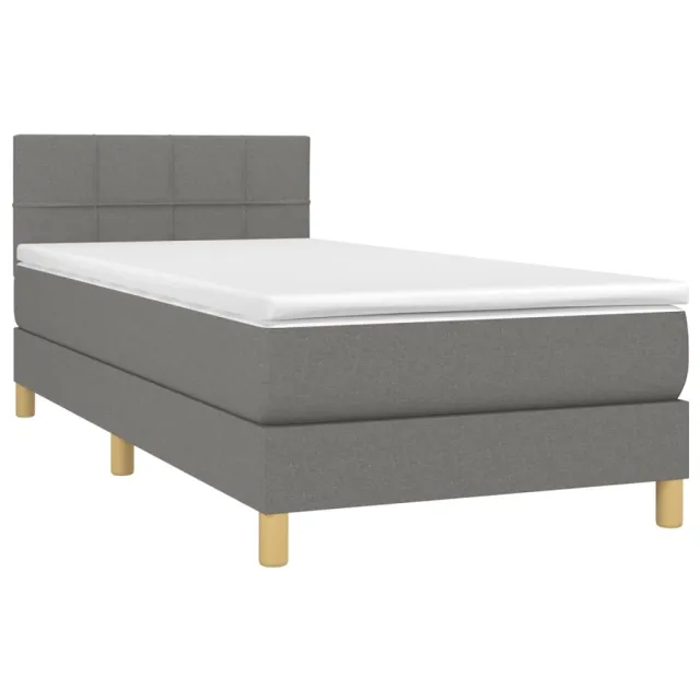 Sommier à lattes de lit avec matelas Gris foncé 80x200 cm Tissu