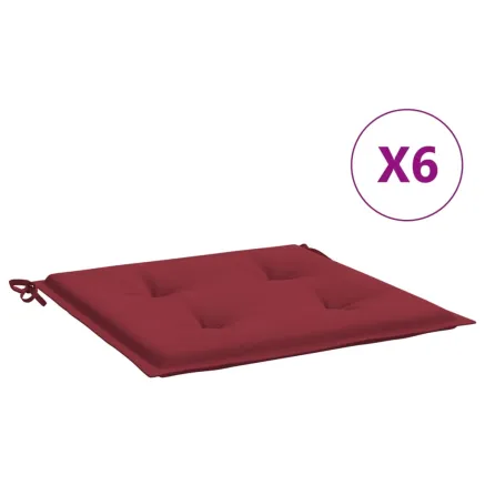 Coussins de chaise de jardin lot de 6 rouge bordeaux 50x50x4 cm 2