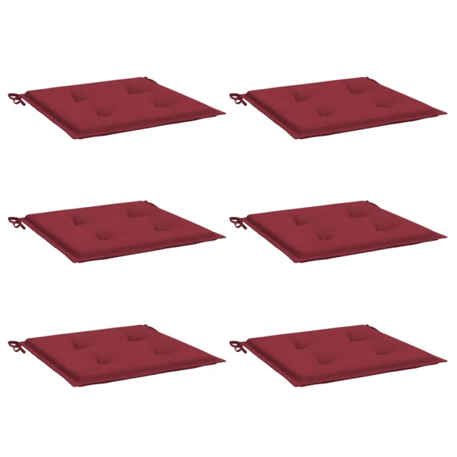 Coussins de chaise de jardin lot de 6 rouge bordeaux 50x50x4 cm