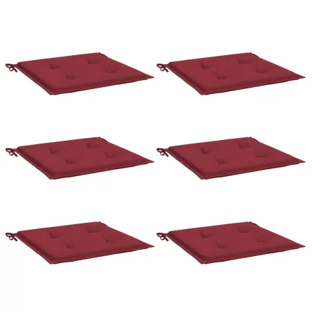 Coussins de chaise de jardin lot de 6 rouge bordeaux 50x50x4 cm