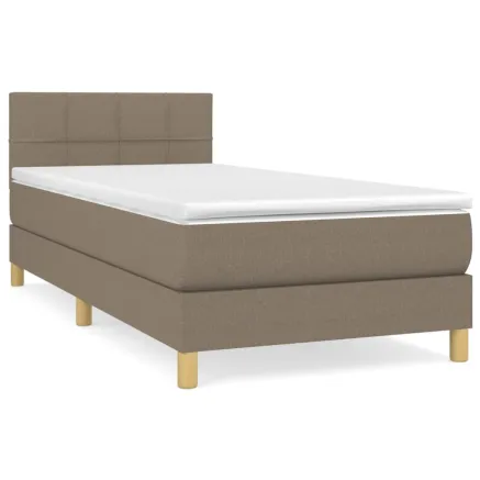 Sommier à lattes de lit avec matelas Taupe 90x190 cm Tissu 2