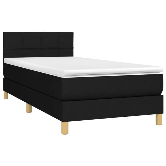 Sommier à lattes de lit avec matelas Noir 90x200 cm Tissu