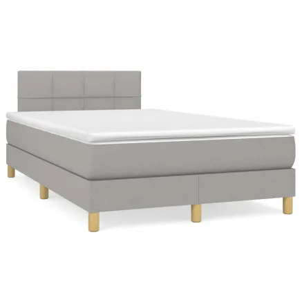 Sommier à lattes de lit avec matelas Gris clair 120x200cm Tissu 2