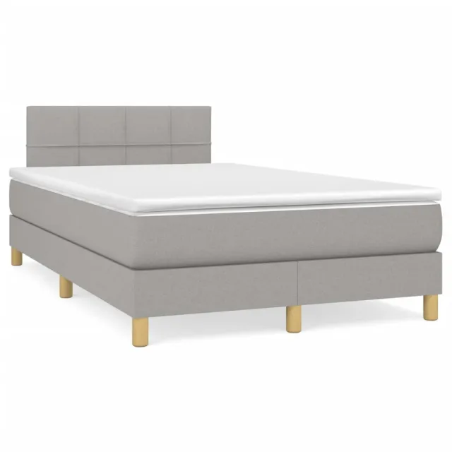 Sommier à lattes de lit avec matelas Gris clair 120x200cm Tissu