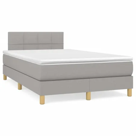 Sommier à lattes de lit avec matelas Gris clair 120x200cm Tissu