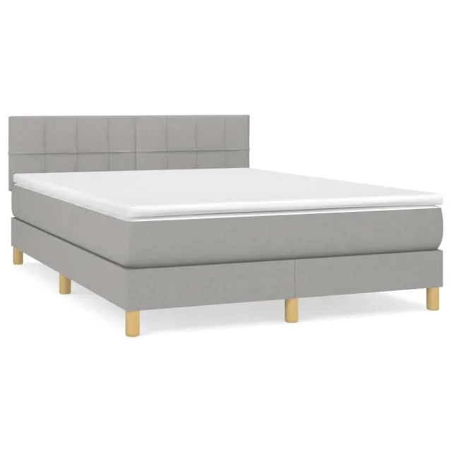Sommier à lattes de lit avec matelas Gris clair 140x190cm Tissu