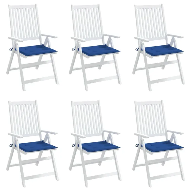 Coussins de chaise de jardin lot de 6 bleu royal 50x50x4 cm