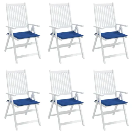 Coussins de chaise de jardin lot de 6 bleu royal 50x50x4 cm