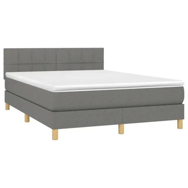Sommier à lattes de lit avec matelas Gris foncé 140x190cm Tissu