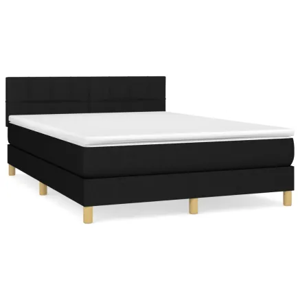 Sommier à lattes de lit avec matelas Noir 140x190 cm Tissu 2