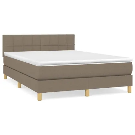 Sommier à lattes de lit avec matelas Taupe 140x190 cm Tissu 2