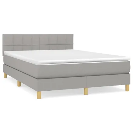 Sommier à lattes de lit avec matelas Gris clair 140x200cm Tissu 2