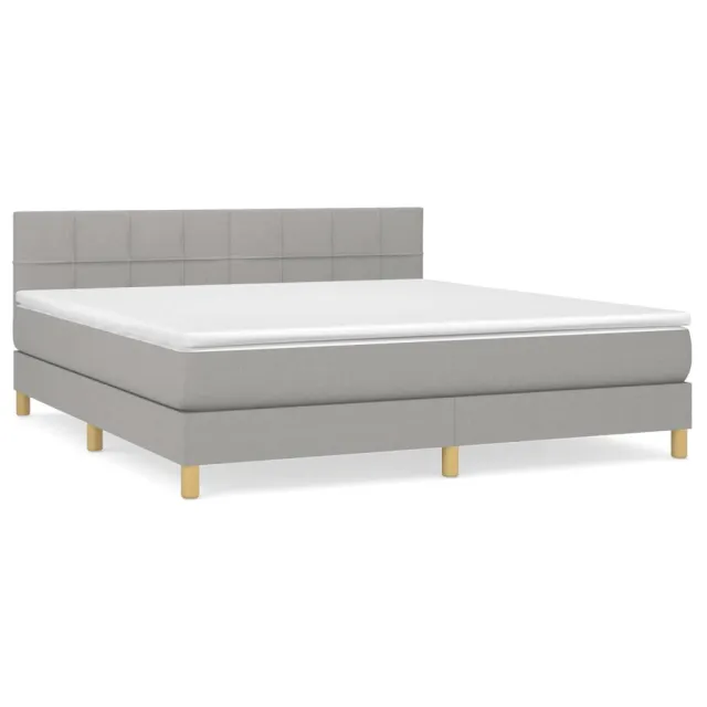 Sommier à lattes de lit avec matelas Gris clair 160x200cm Tissu
