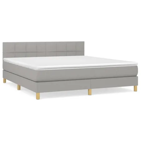 Sommier à lattes de lit avec matelas Gris clair 160x200cm Tissu