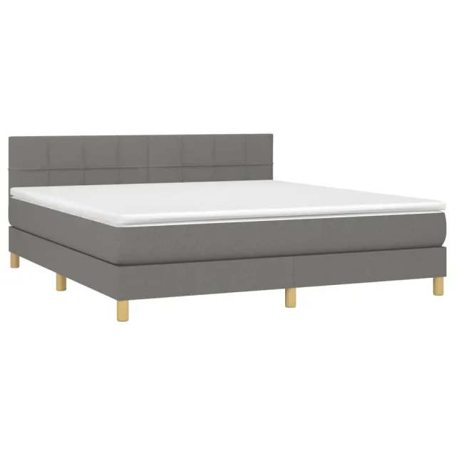 Sommier à lattes de lit avec matelas Gris foncé 160x200cm Tissu