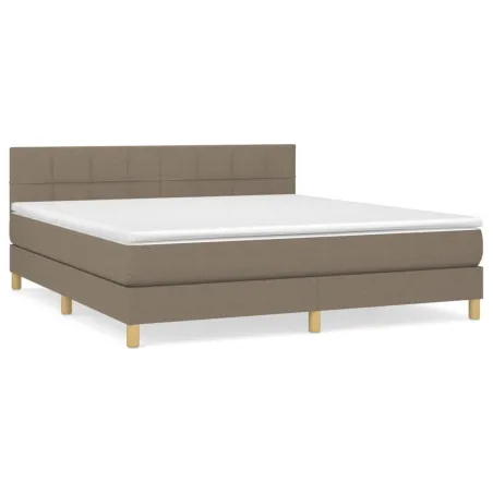 Sommier à lattes de lit avec matelas Taupe 160x200 cm Tissu