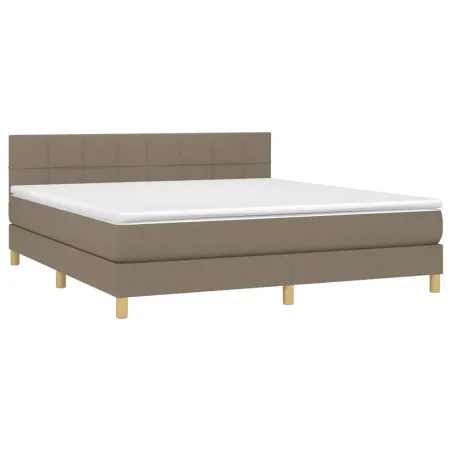 Sommier à lattes de lit avec matelas Taupe 160x200 cm Tissu