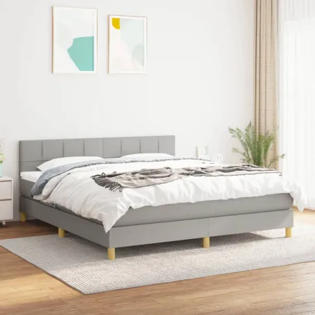 Sommier à lattes de lit avec matelas Gris clair 180x200cm Tissu