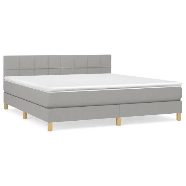 Sommier à lattes de lit avec matelas Gris clair 180x200cm Tissu