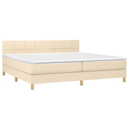 Sommier à lattes de lit avec matelas Crème 200x200 cm Tissu