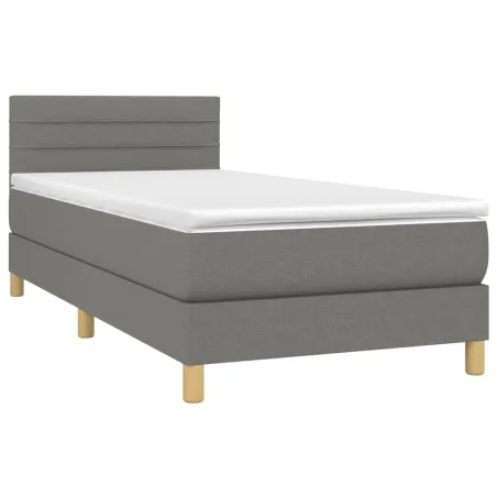 Sommier à lattes de lit avec matelas Gris foncé 80x200 cm Tissu
