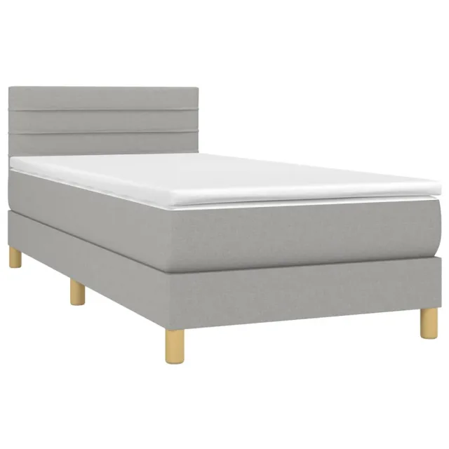 Sommier à lattes de lit avec matelas Gris clair 100x200cm Tissu